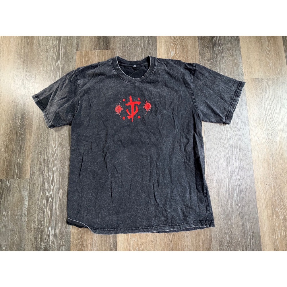 Bethesda Doom Eternal T-Shirt Mens Large Black Acid Wash Runic Graphic Tee
